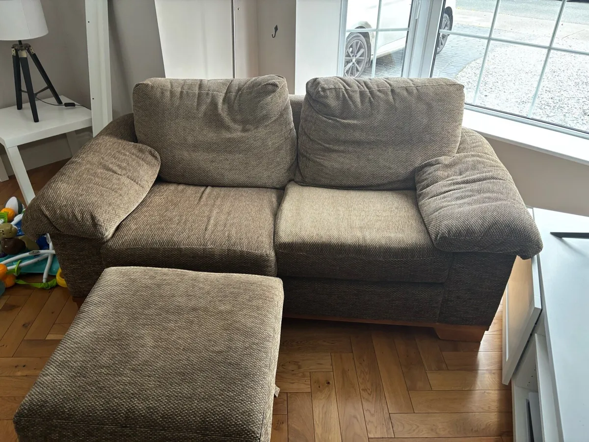 2 seater couch & footstool - Image 1