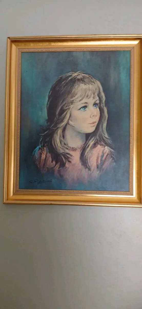 Mid-century Print Of Girl - Image 1