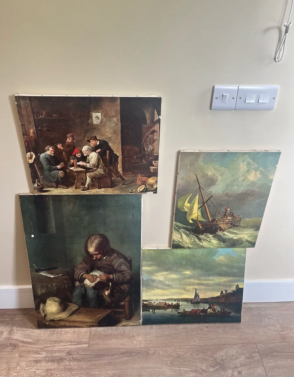 Vintage Dutch Prints on Canvas - Image 1