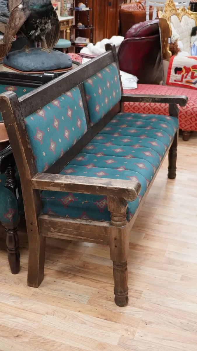 Vintage Irish Pub Bench 5ft Pine - Image 4