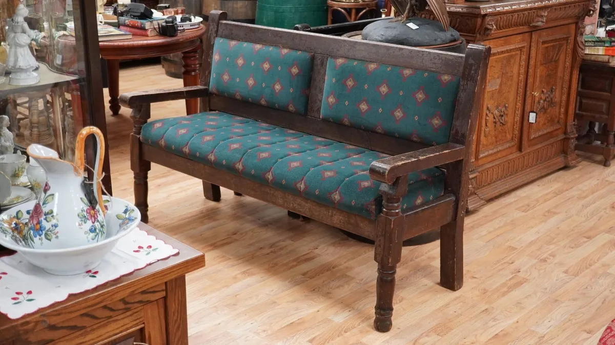 Vintage Irish Pub Bench 5ft Pine - Image 2