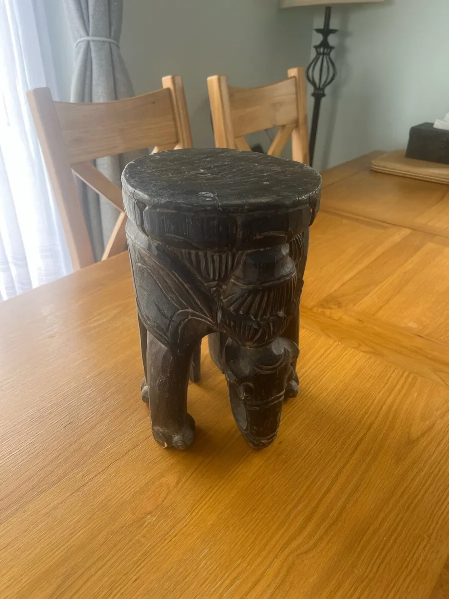 Antique Tribal Carved Elephant Stool - Image 1