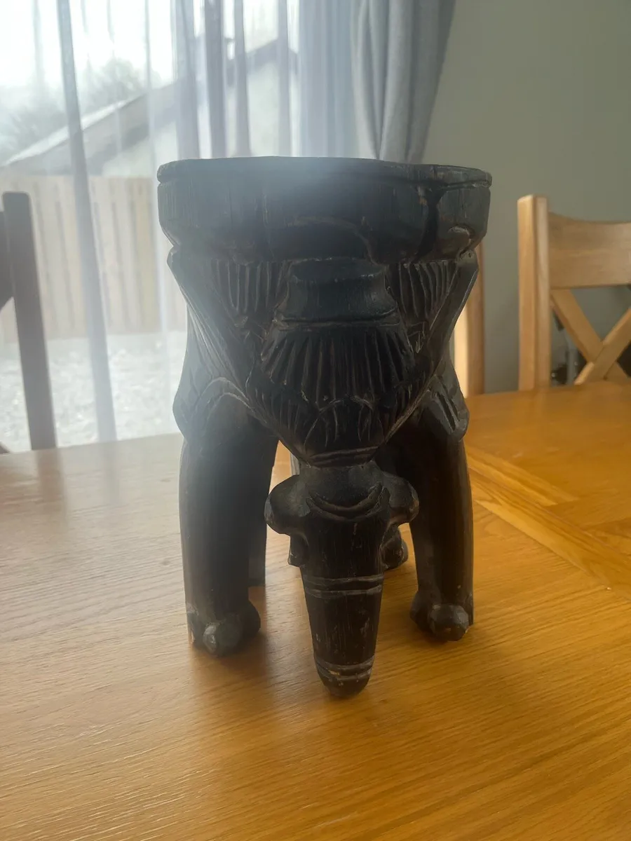 Antique Tribal Carved Elephant Stool - Image 2