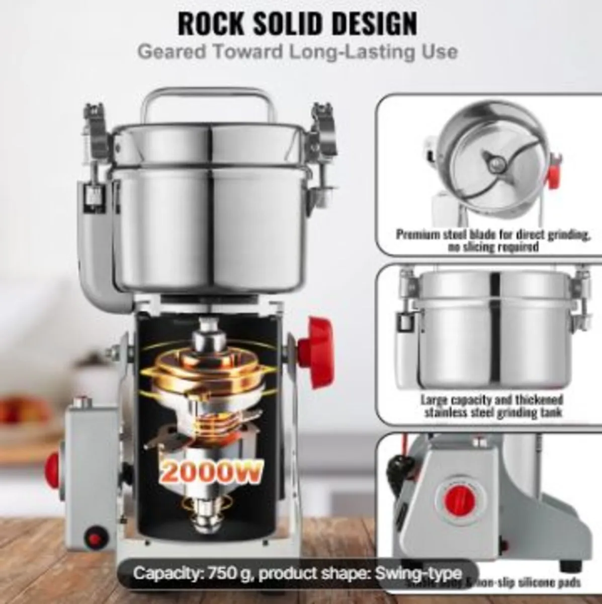750g Electric Grain Mill Grinder, - Image 4