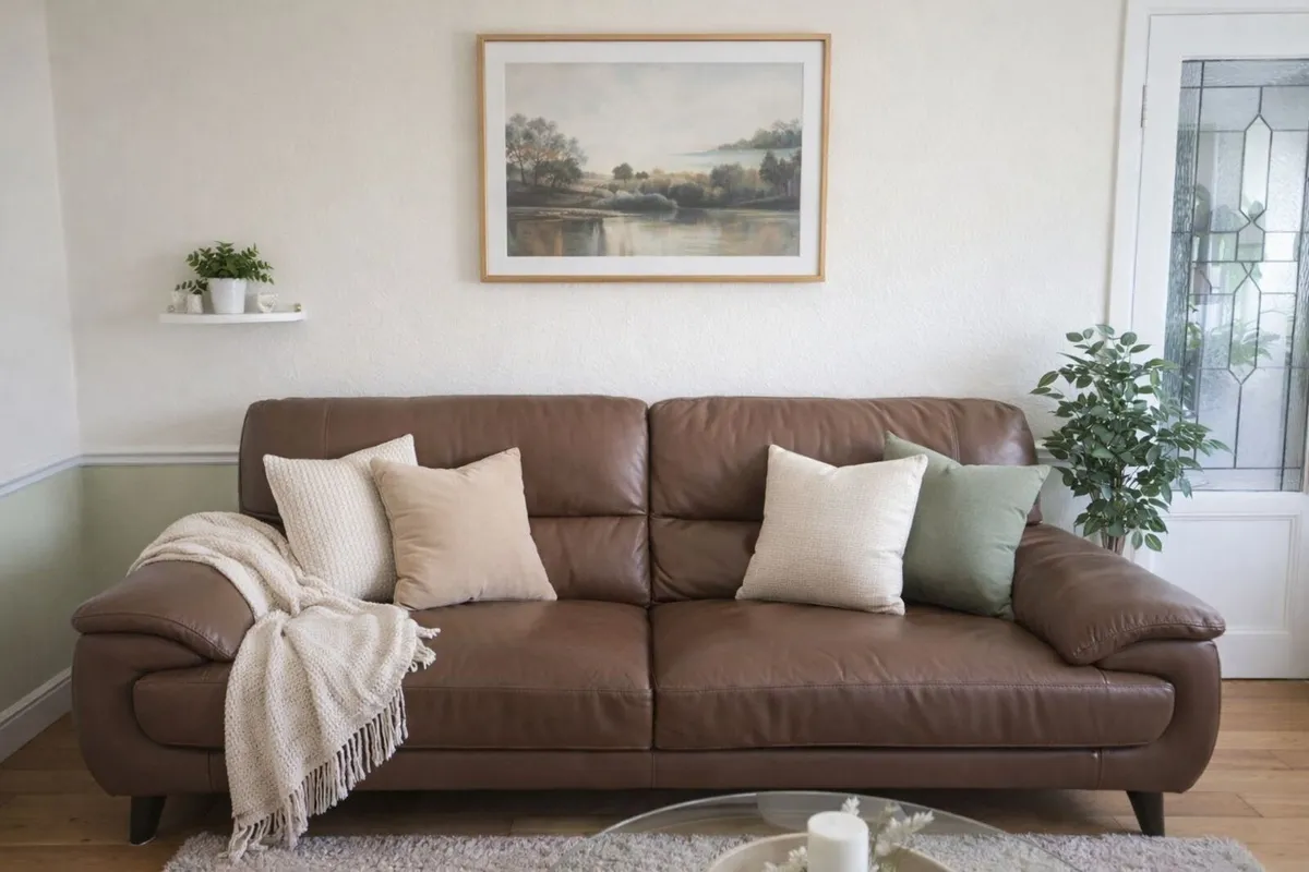 Leather Sofa and two recliner armchairs - Image 3