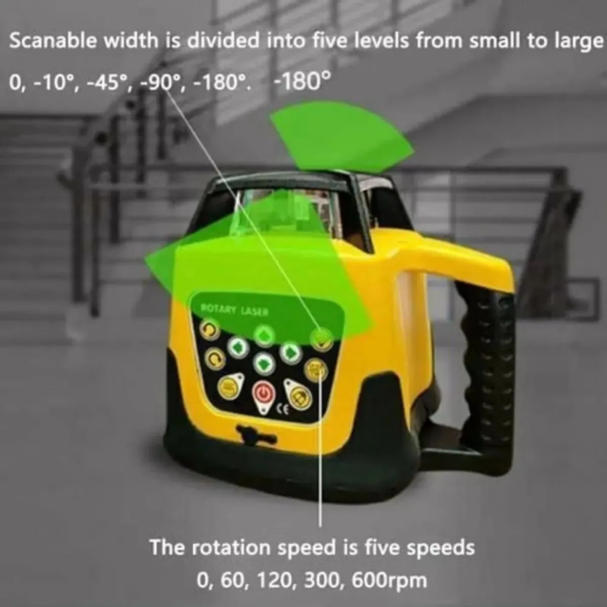 Rotary Laser Level Kit Green w/Tripod & Staff - Image 2