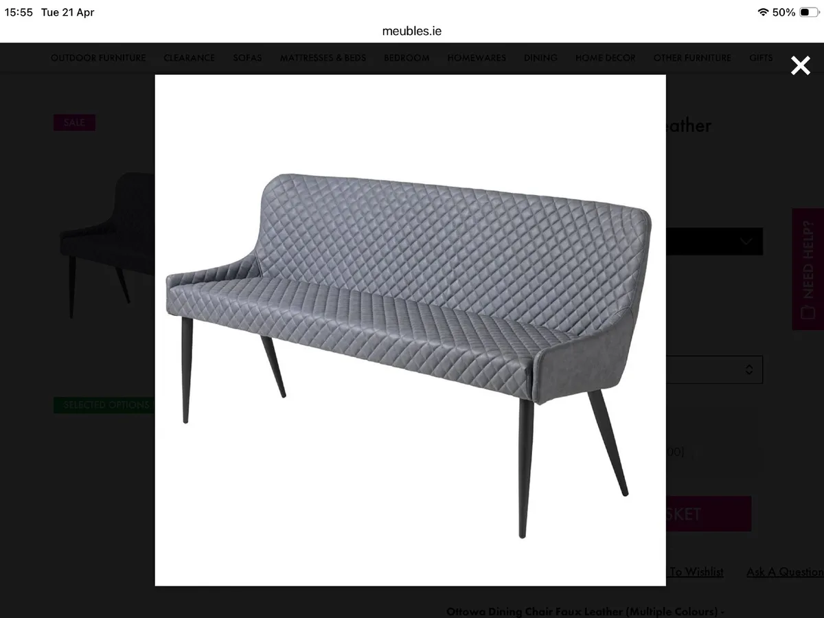 Grey faux leather ottoman