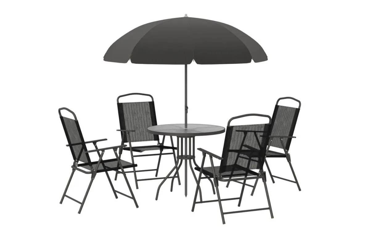 Garden Furniture Set Table, 4 Chairs & Parasol - Image 3