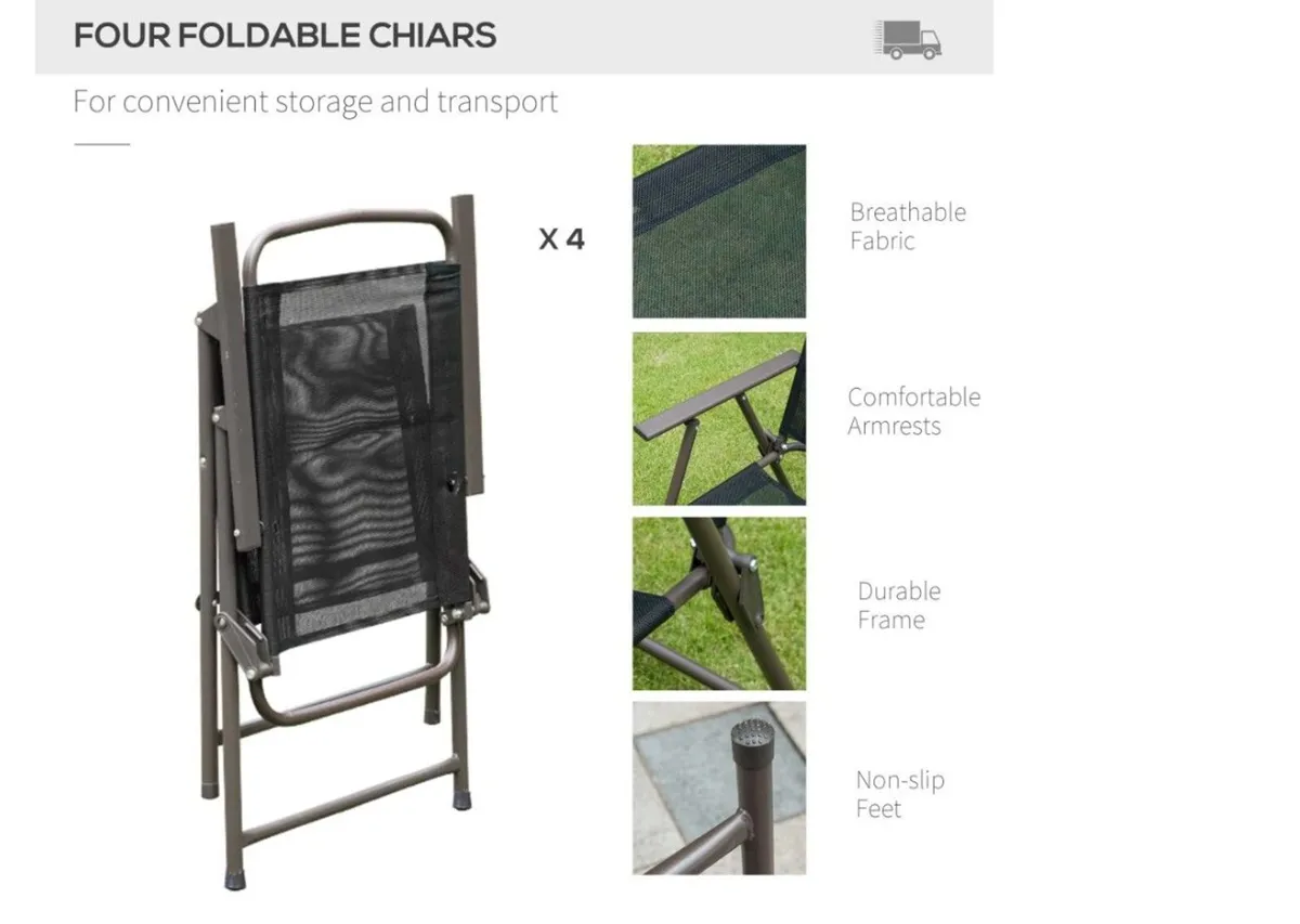 Garden Furniture Set Table, 4 Chairs & Parasol - Image 4