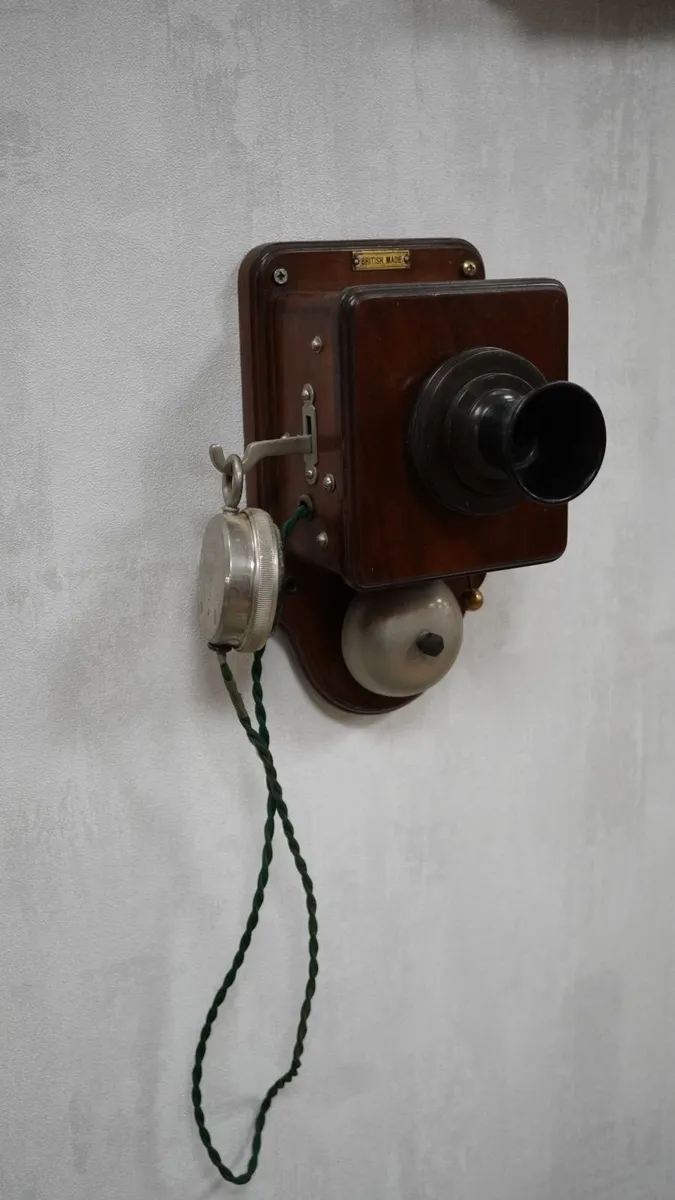 Antique British Wooden Wall Telephone - Image 1