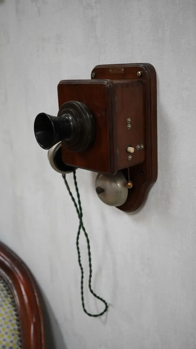 Antique British Wooden Wall Telephone - Image 2