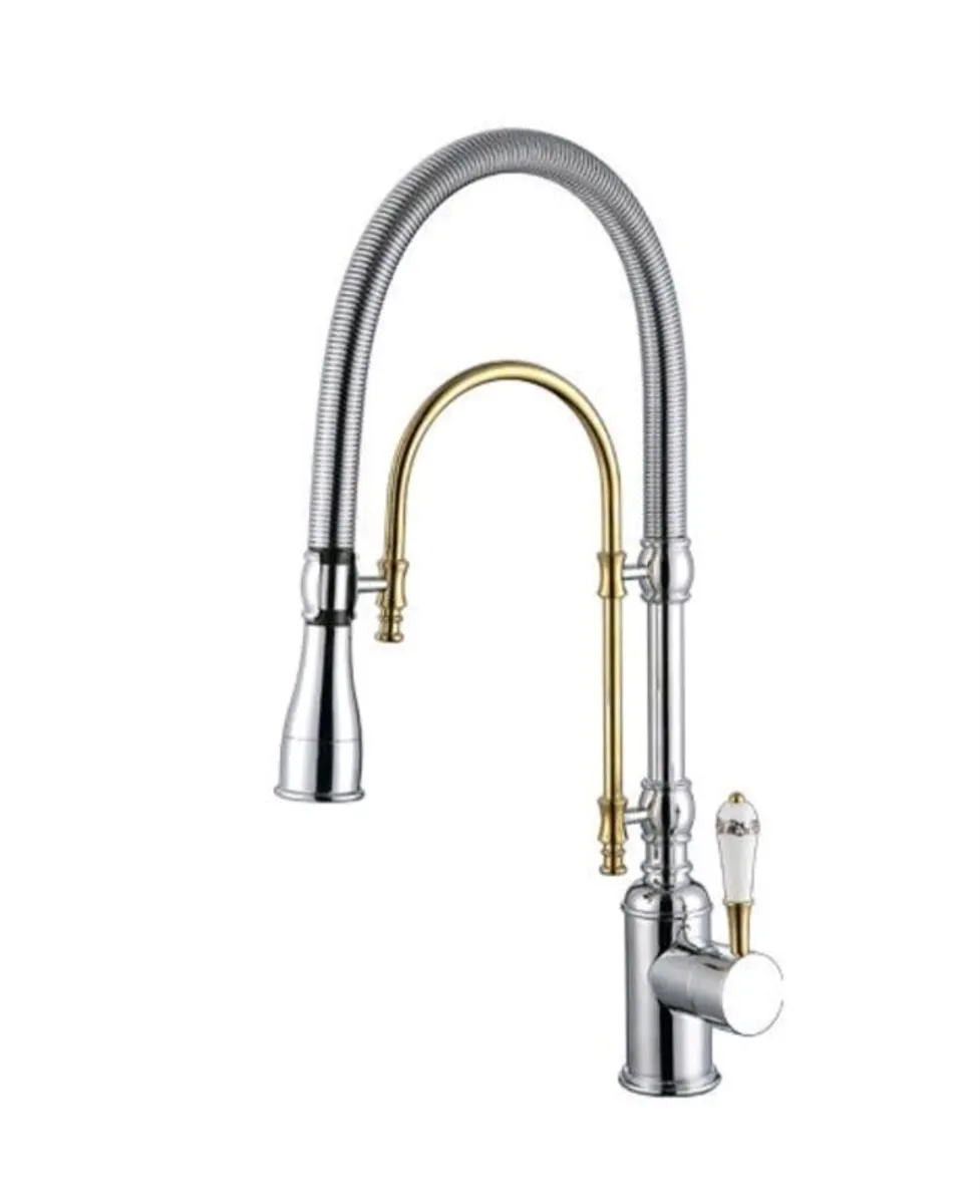 Kitchen Taps Sink Mixer tap gold two tone silver - Image 1