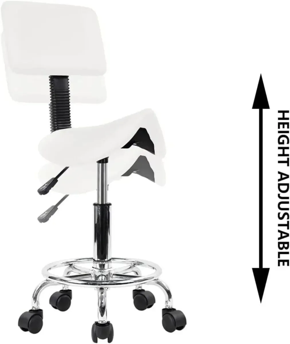 PU Leather Saddle Stool Chair Swivel Footrest - Image 2