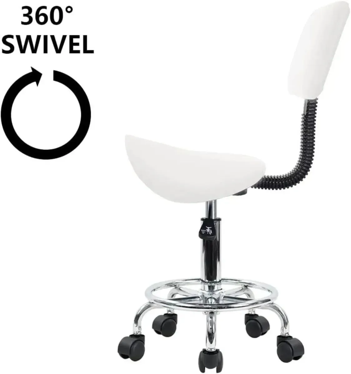 PU Leather Saddle Stool Chair Swivel Footrest - Image 1