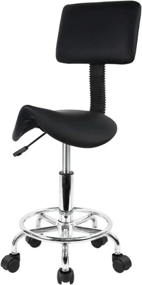 PU Leather Saddle Stool Chair Swivel Footrest - Image 3