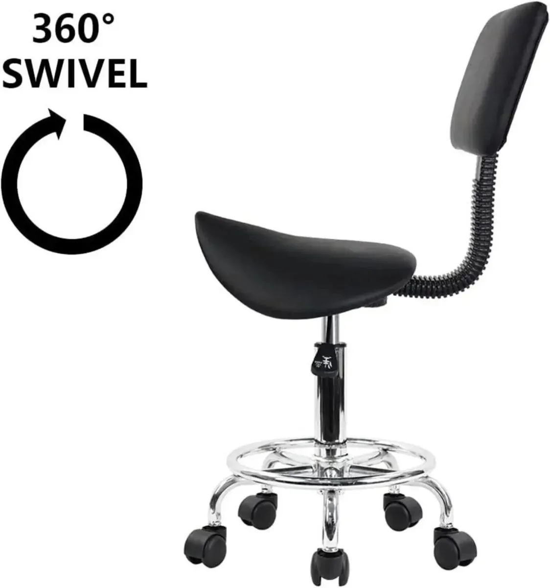 PU Leather Saddle Stool Chair Swivel Footrest - Image 4