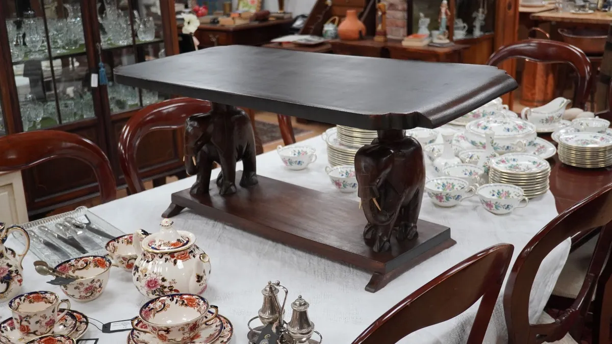 Vintage Carved Elephant Coffee Table - Image 3