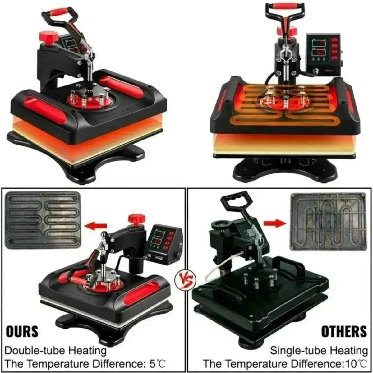 Heat Press 5in1 Machine 12x15 Red Printing Kit - Image 4
