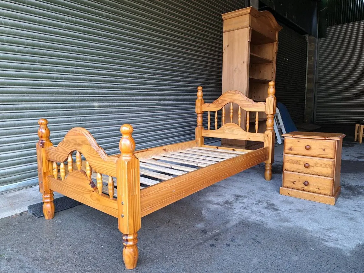 Solid pine single bed and locker (DELIVERY) - Image 1