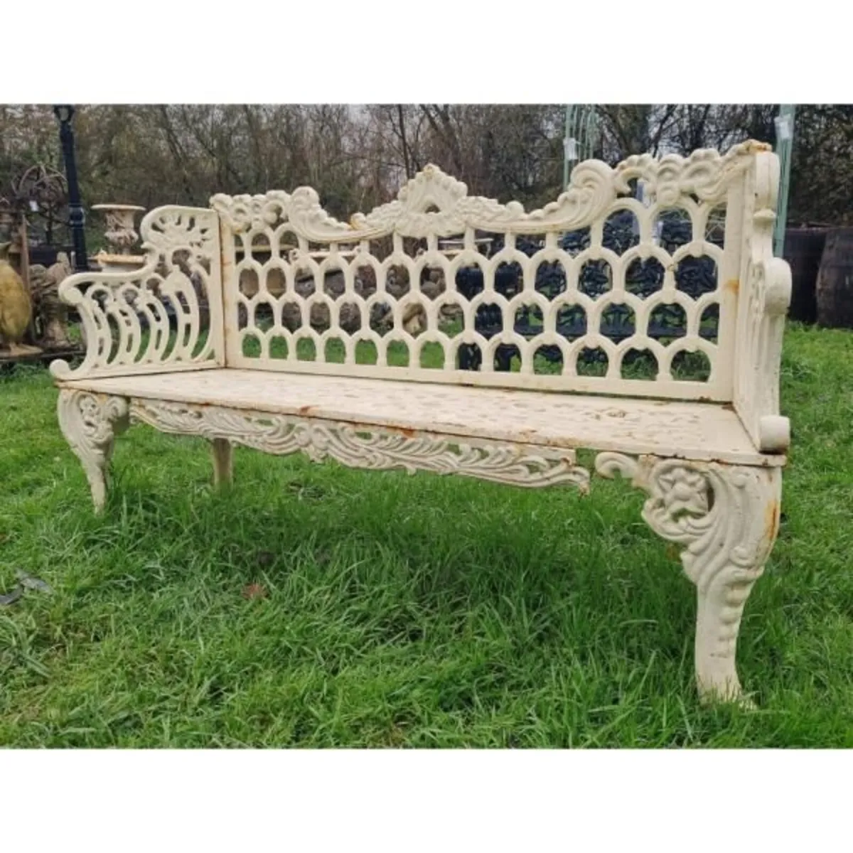 Bench Cast Iron Horse Shoe Large White CH-R-742-W - Image 1