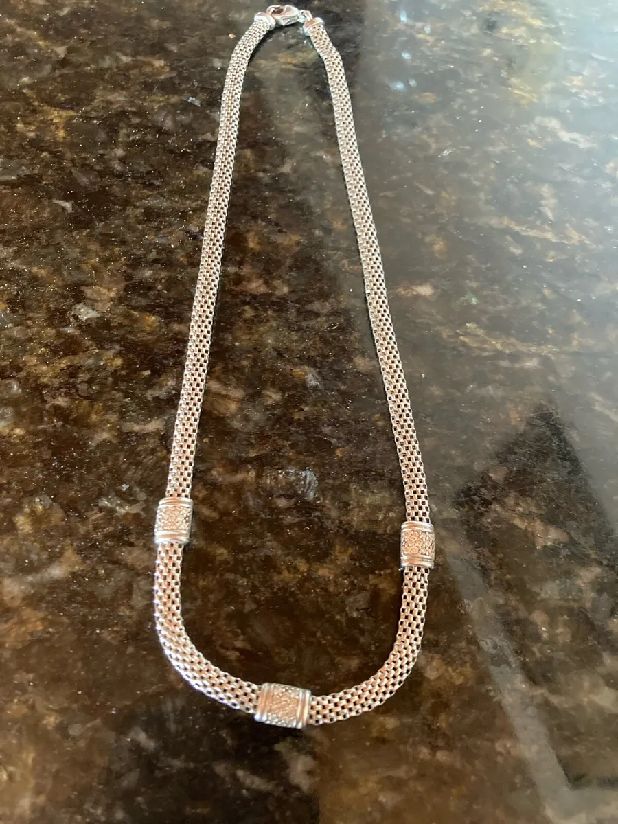 Sterling Silver heavy chain with clear stones - Image 1