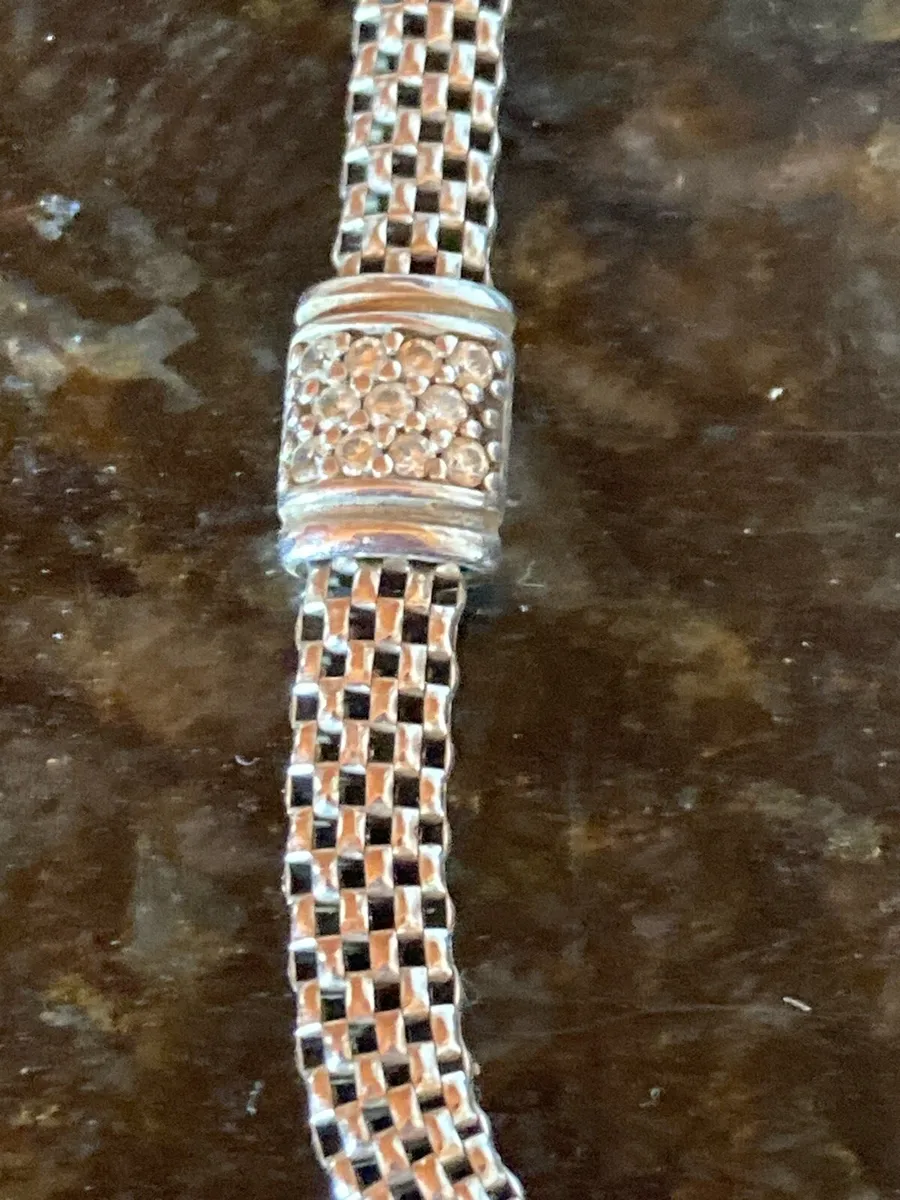 Sterling Silver heavy chain with clear stones - Image 3