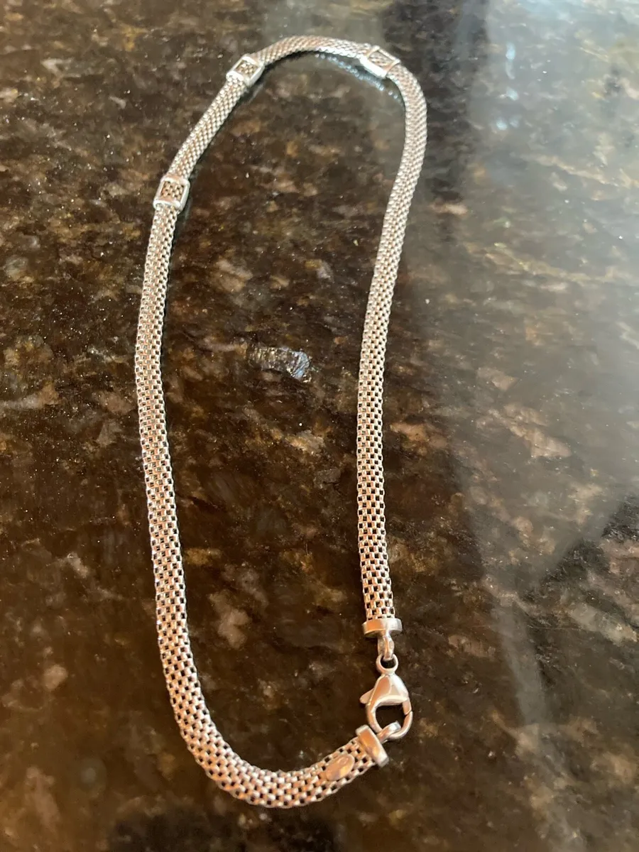 Sterling Silver heavy chain with clear stones - Image 4