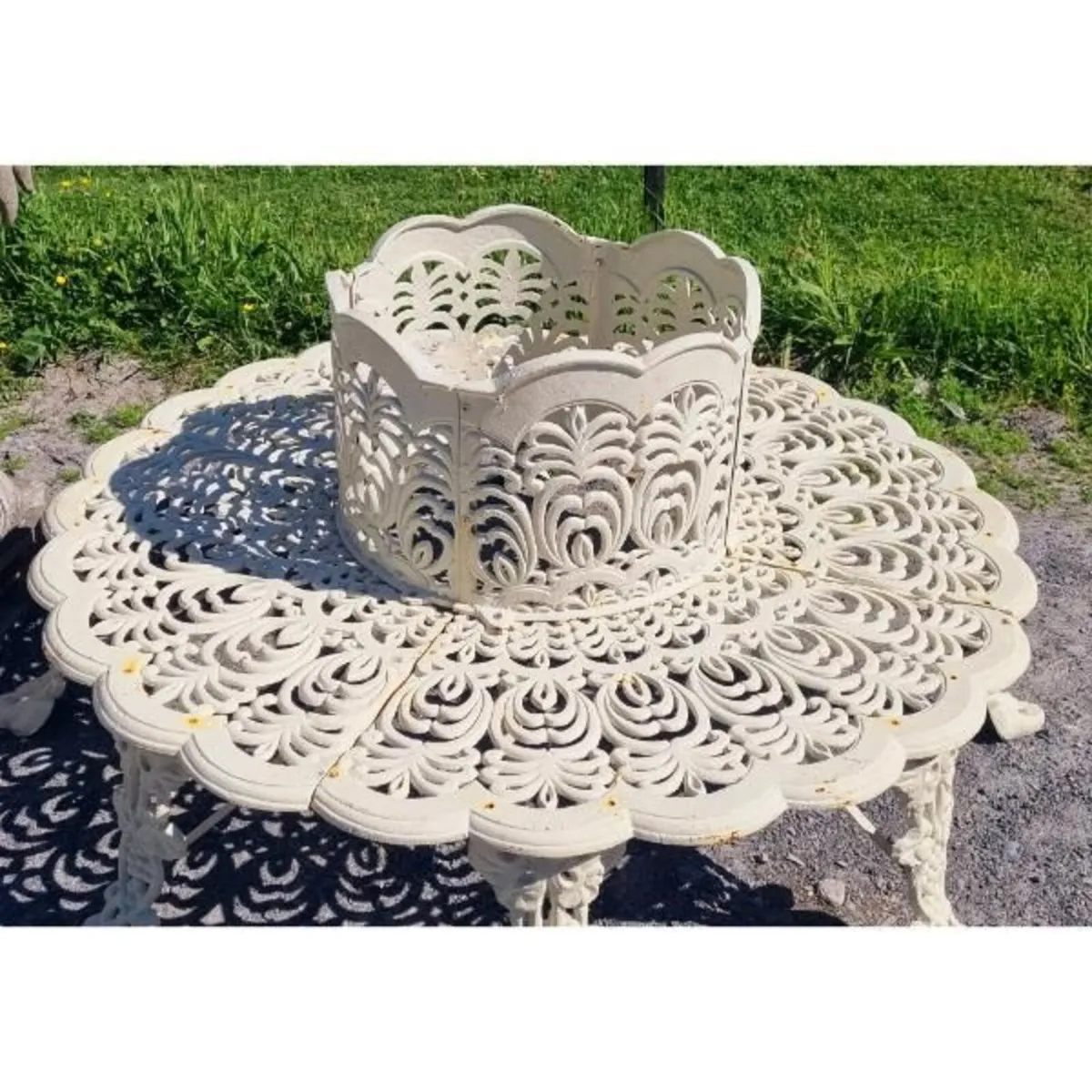 Cast Iron Tree Bench White CH-717-W - Image 3