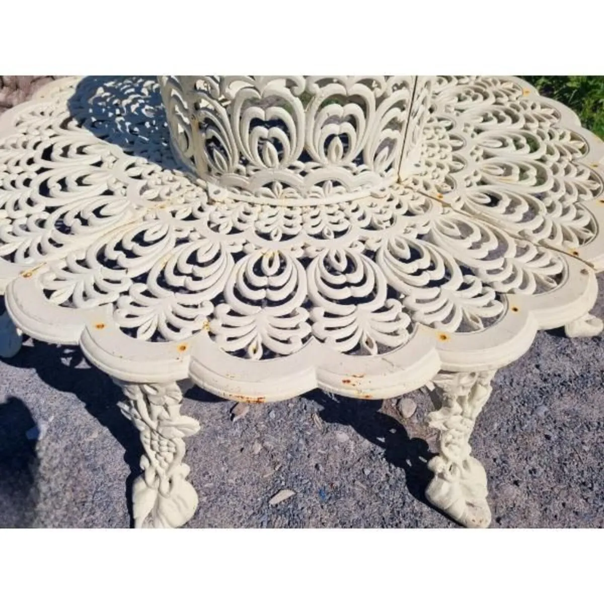 Cast Iron Tree Bench White CH-717-W - Image 4