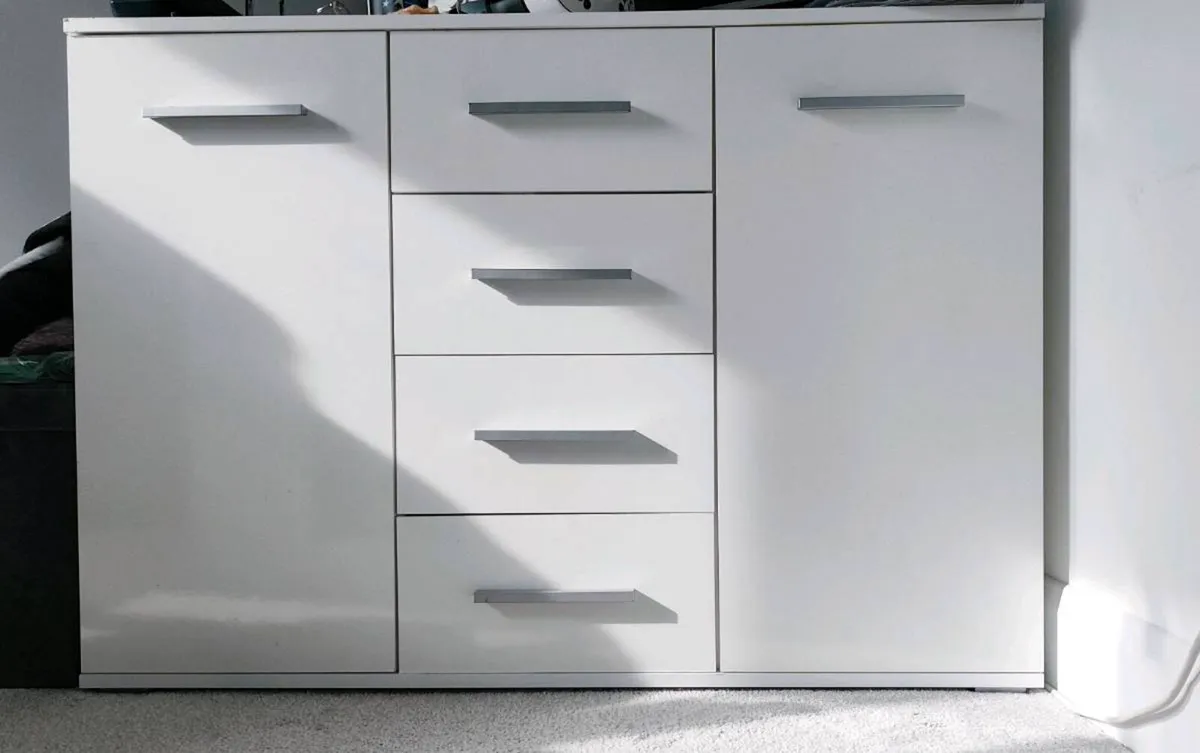 White Sideboard with Drawers & Cupboards - Image 1