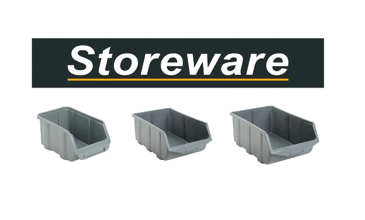 Grey Plastic Storage Boxes Parts Bins - Image 1