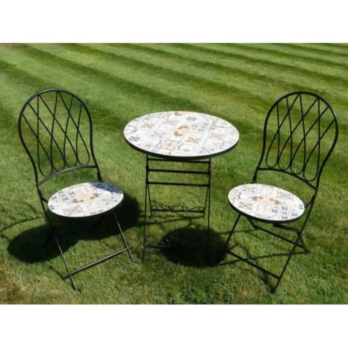 Two Seater Table & Chairs Mosaic Black D11173