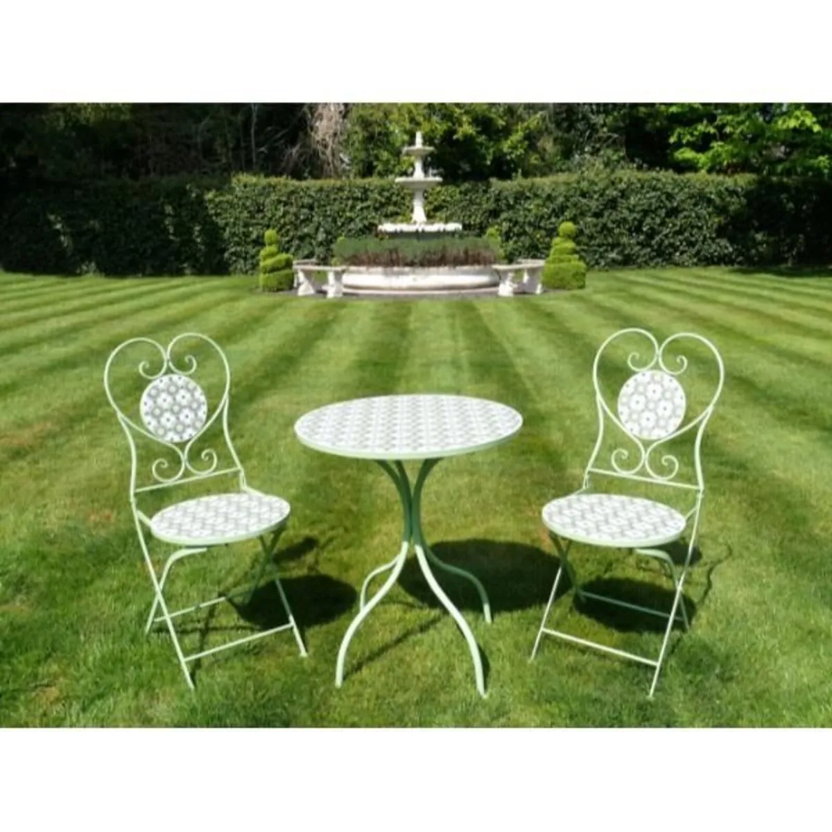 Two Seater Table & Chairs Mosaic Green D11181