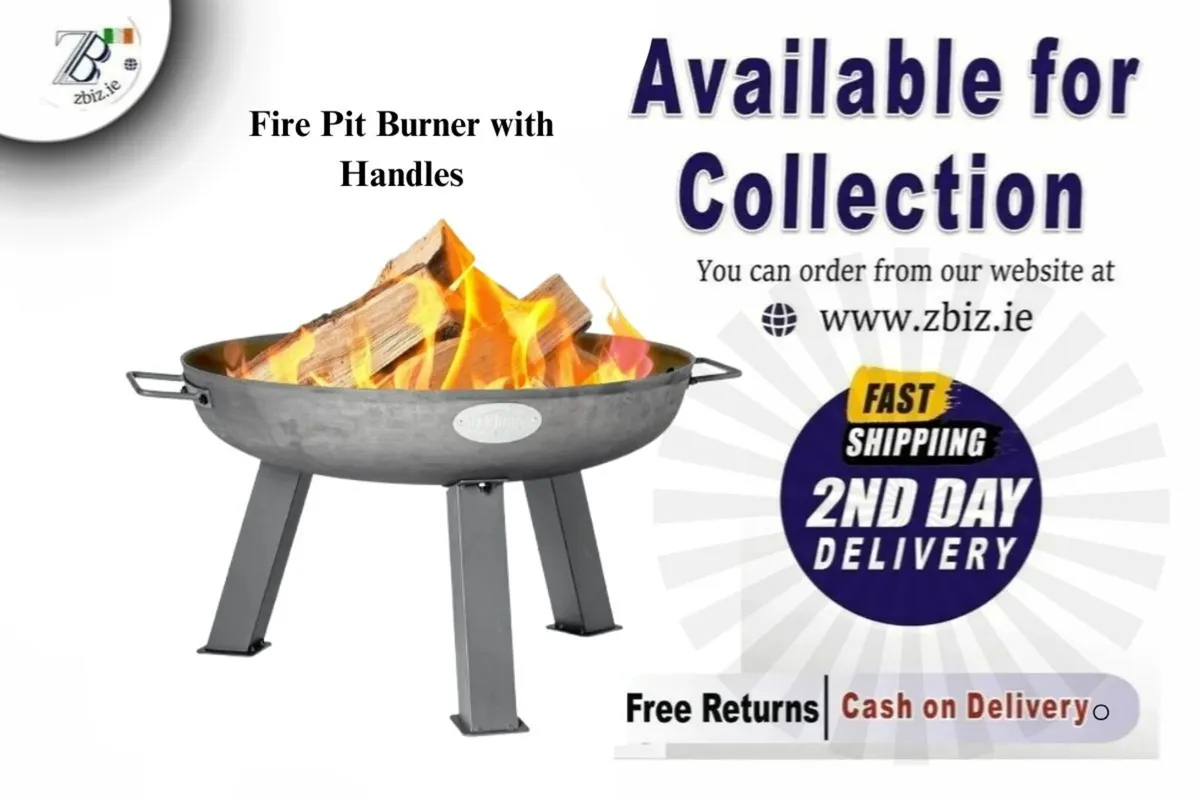 Outdoor Fire Pit Burner – Raw Iron Handles - Image 1