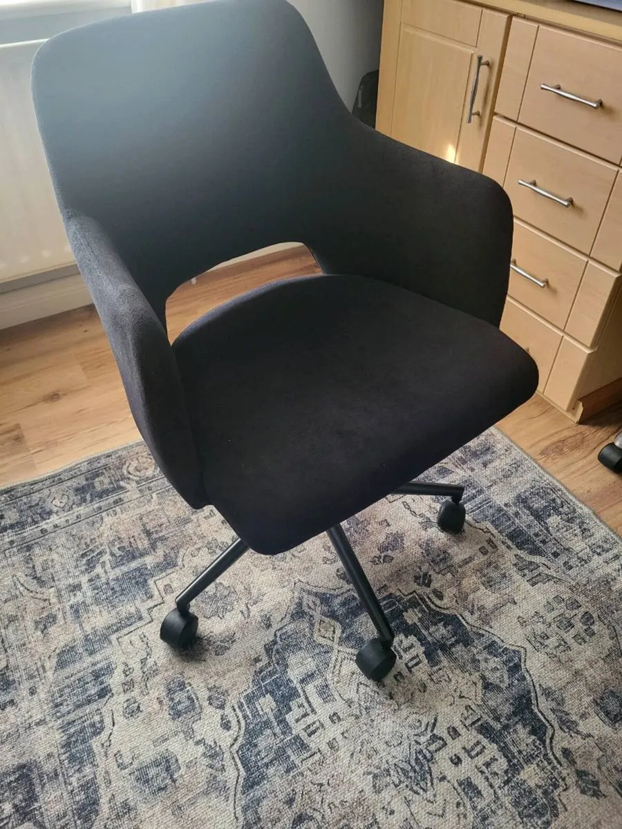 Black velvet office chair - Image 3