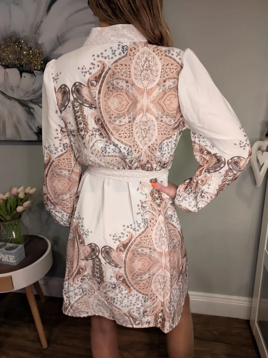 Flared dress blue brown - Image 4