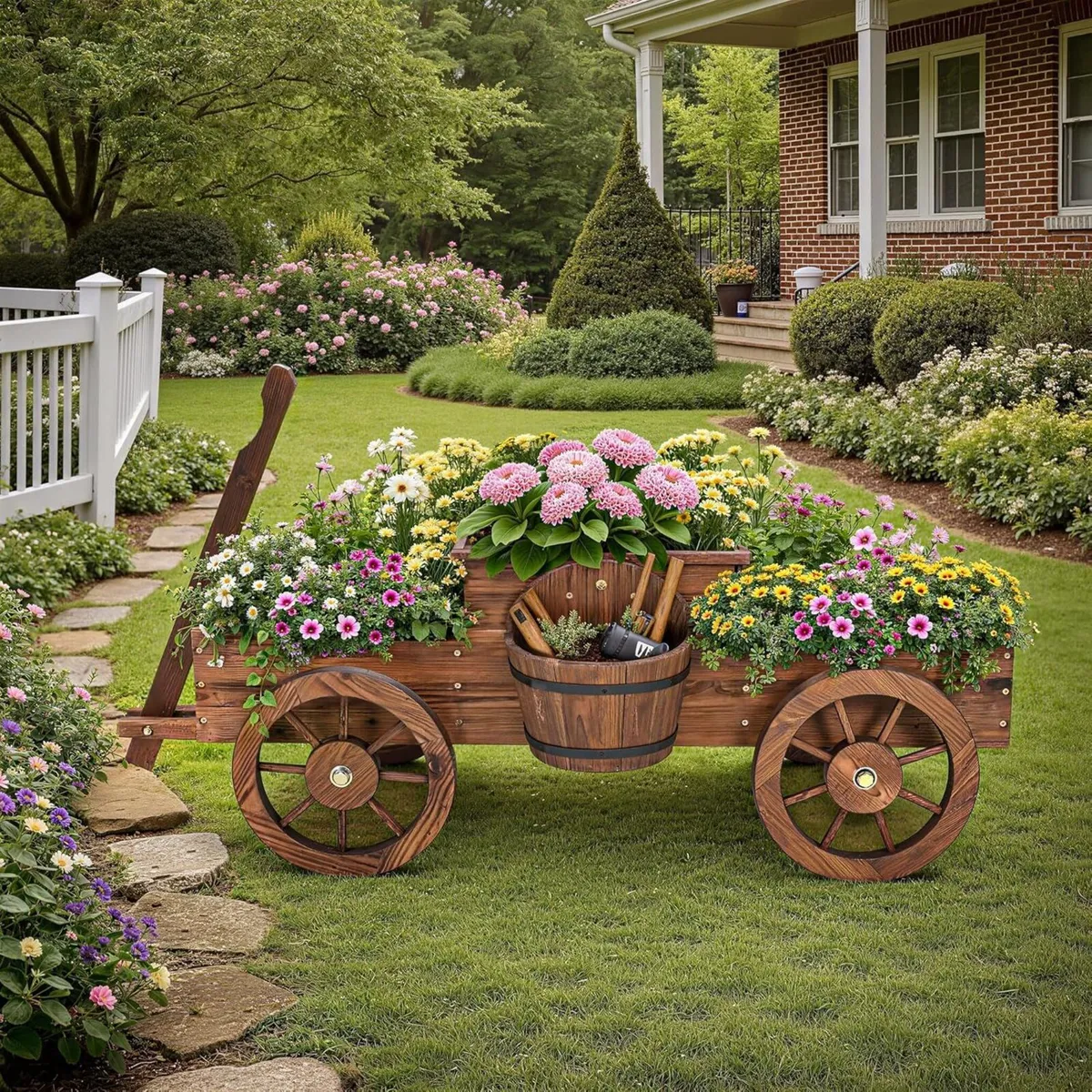 Raised Garden Bed Wagon-Style Planter with Handle - Image 2