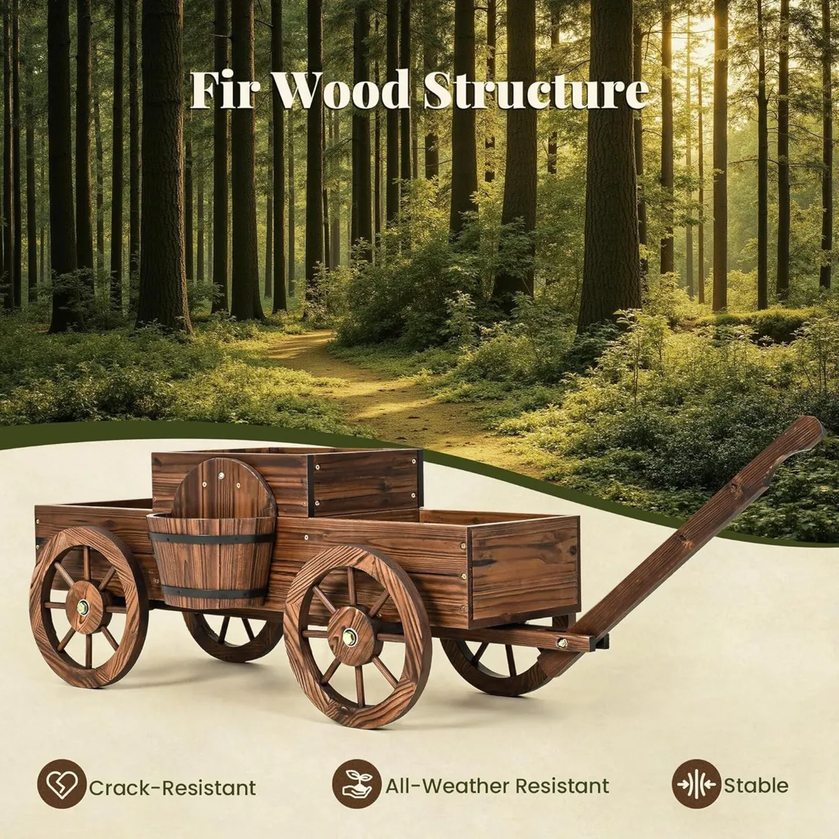 Raised Garden Bed Wagon-Style Planter with Handle - Image 4