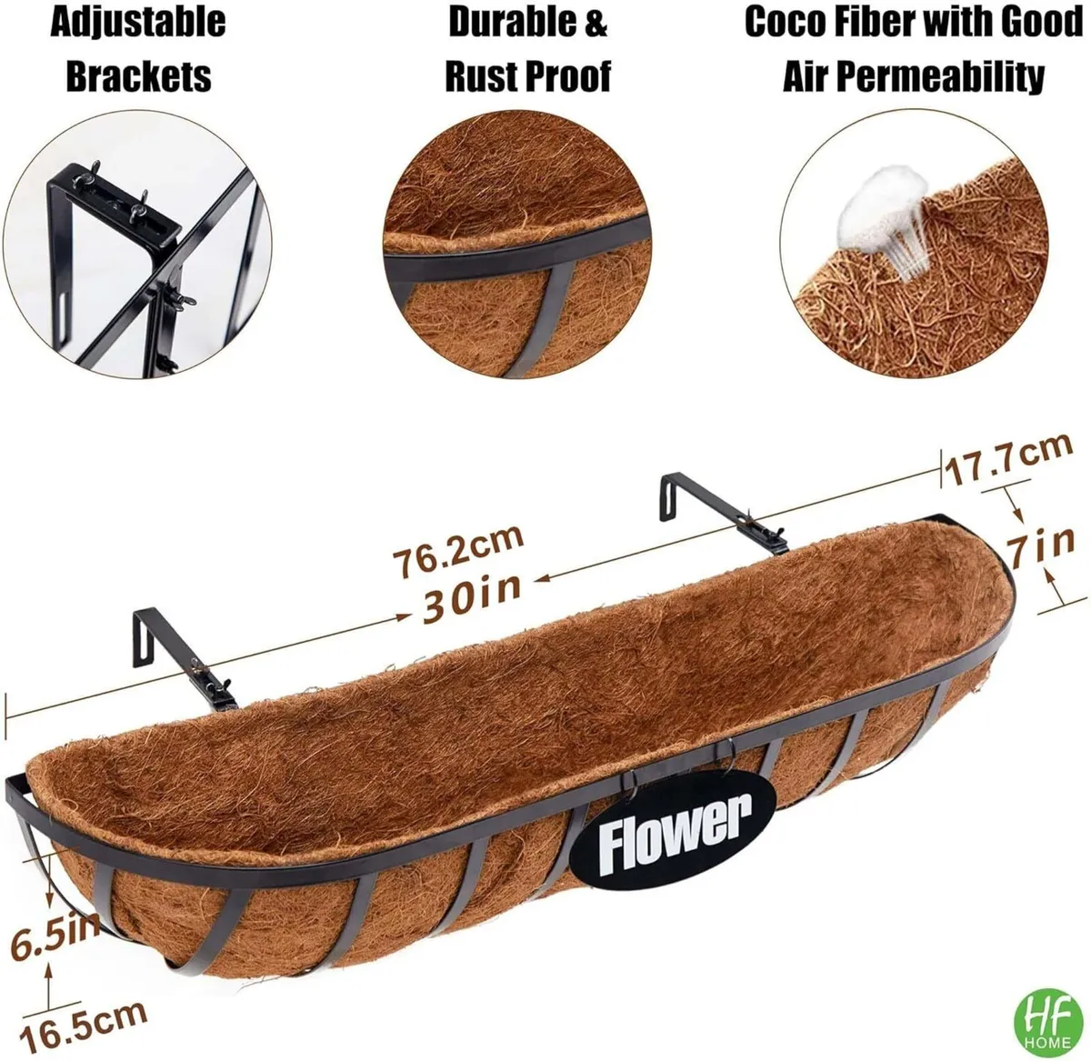 4Pcs 76.2cm/30in Large Wall Trough Rail Planters - Image 3