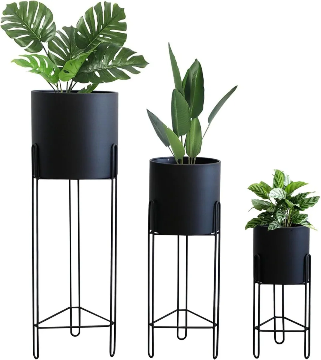 Set of 3 Planters with Stand Indoor Otdoor Tall - Image 1