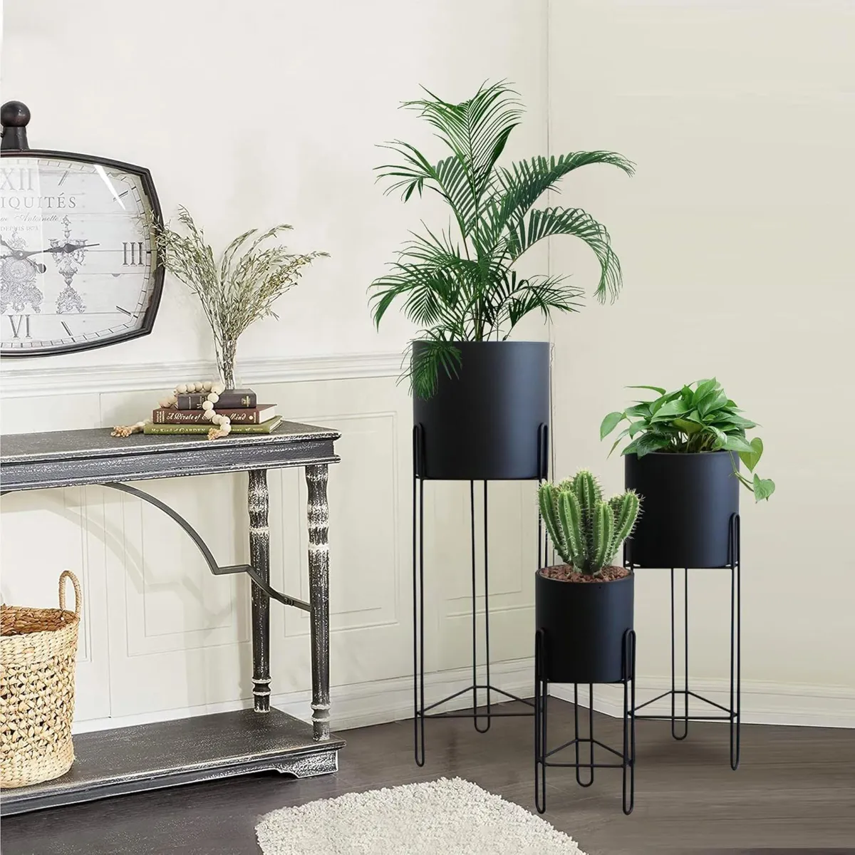 Set of 3 Planters with Stand Indoor Otdoor Tall - Image 4