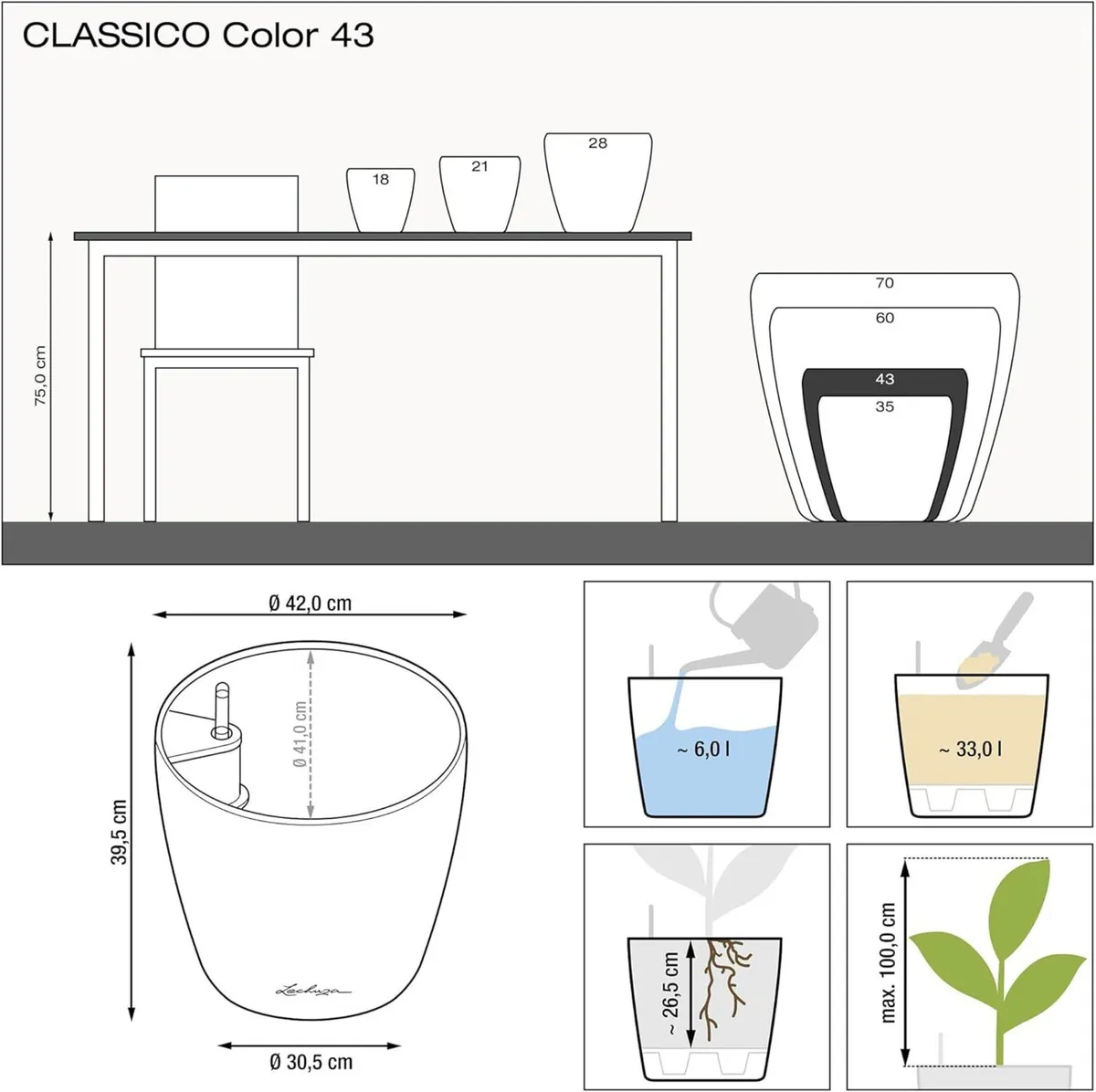 CLASSICO Color 43 Round Planter Plastic White - Image 3