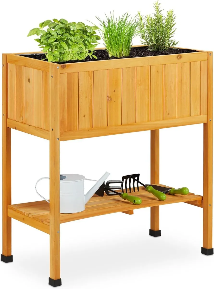 Raised Wooden Planter Flower Bed on Legs HWD 80.5 - Image 1