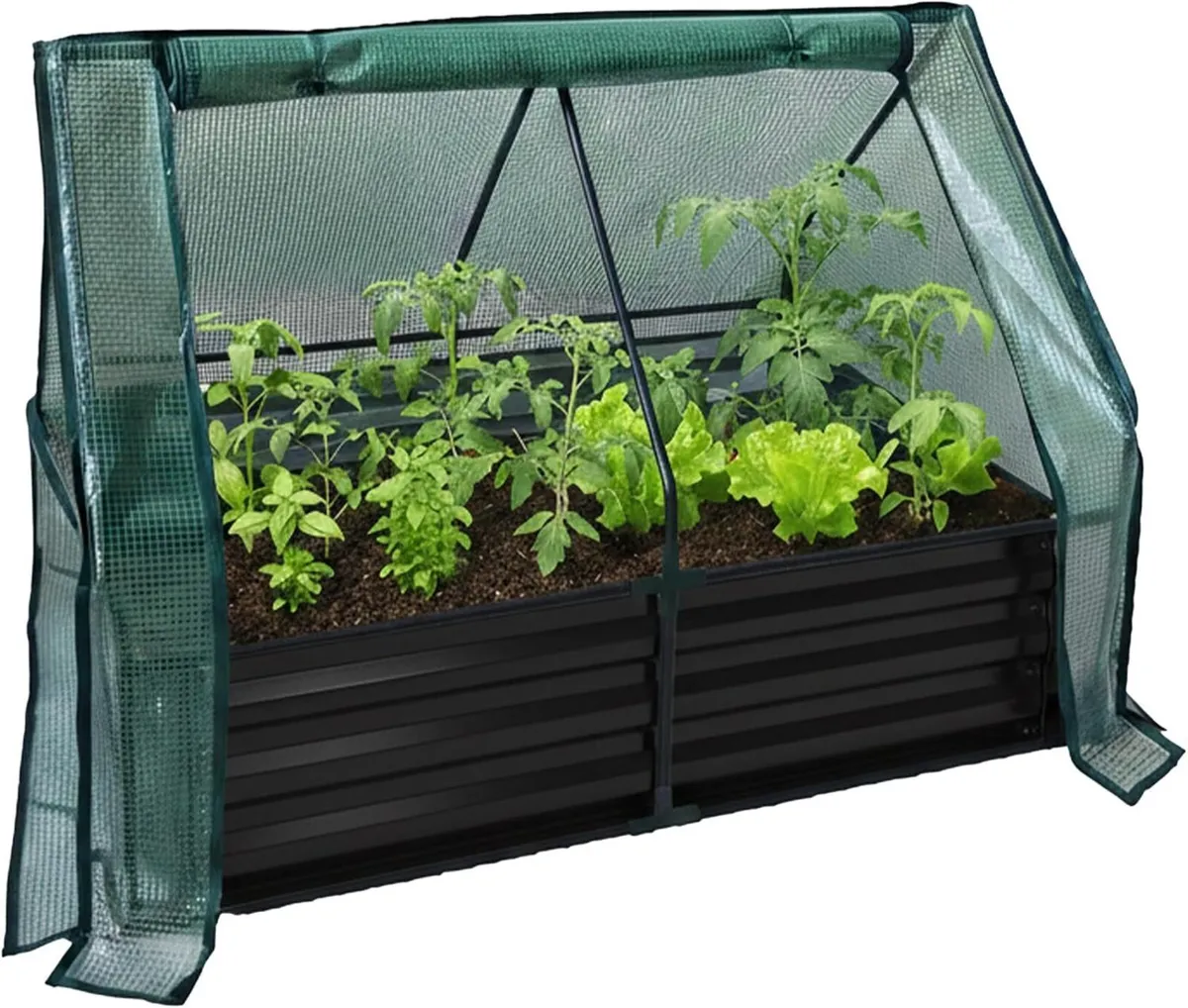 Galvanised Metal Raised Bed with Greenhouse for - Image 1