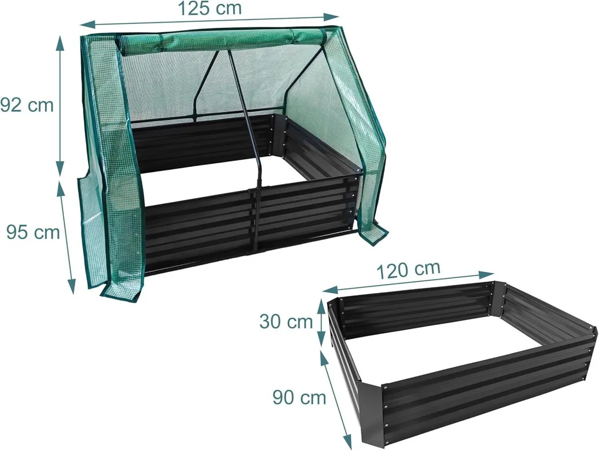 Galvanised Metal Raised Bed with Greenhouse for - Image 3