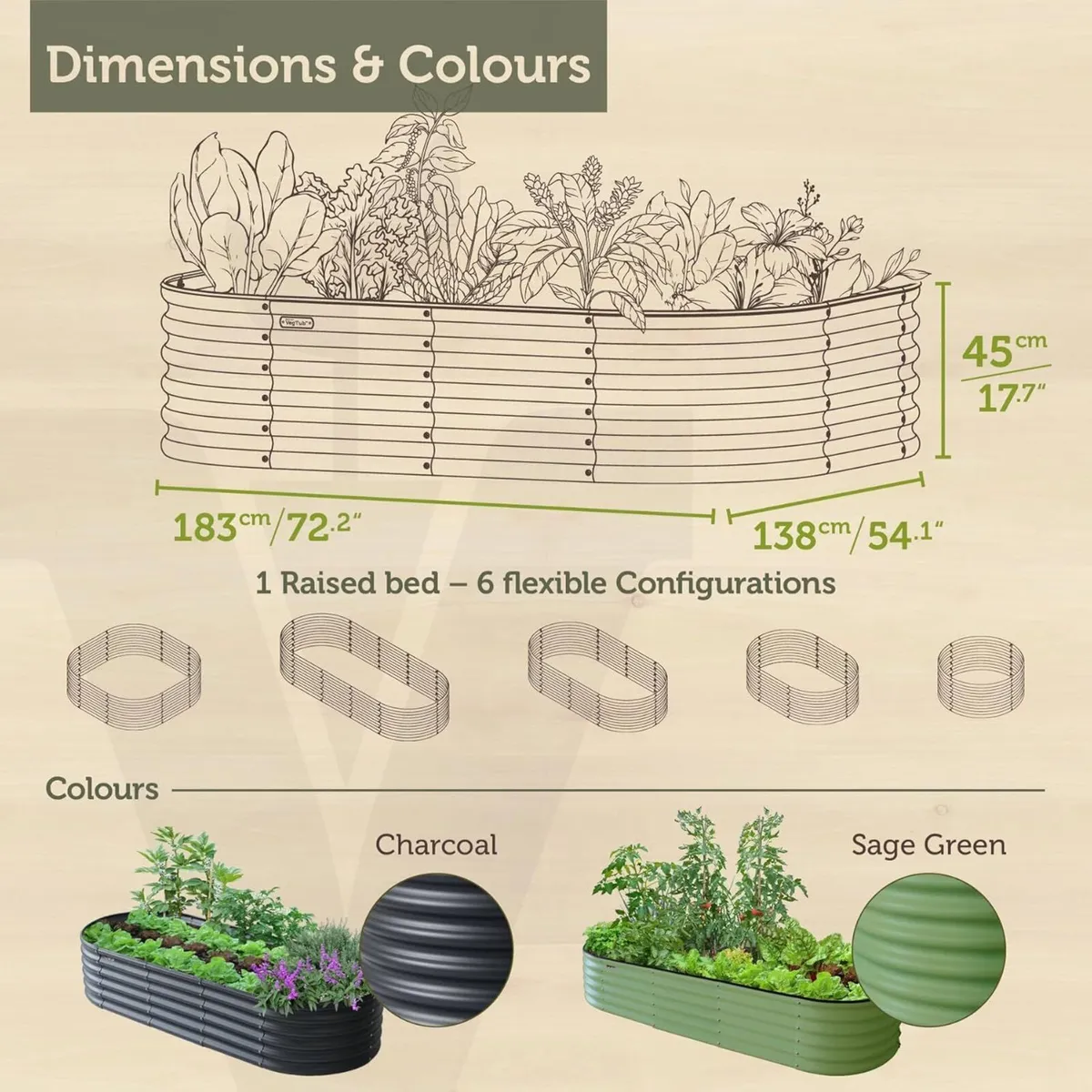 VegTub Modular Metal Raised Bed Kit - Charcoal - Image 3