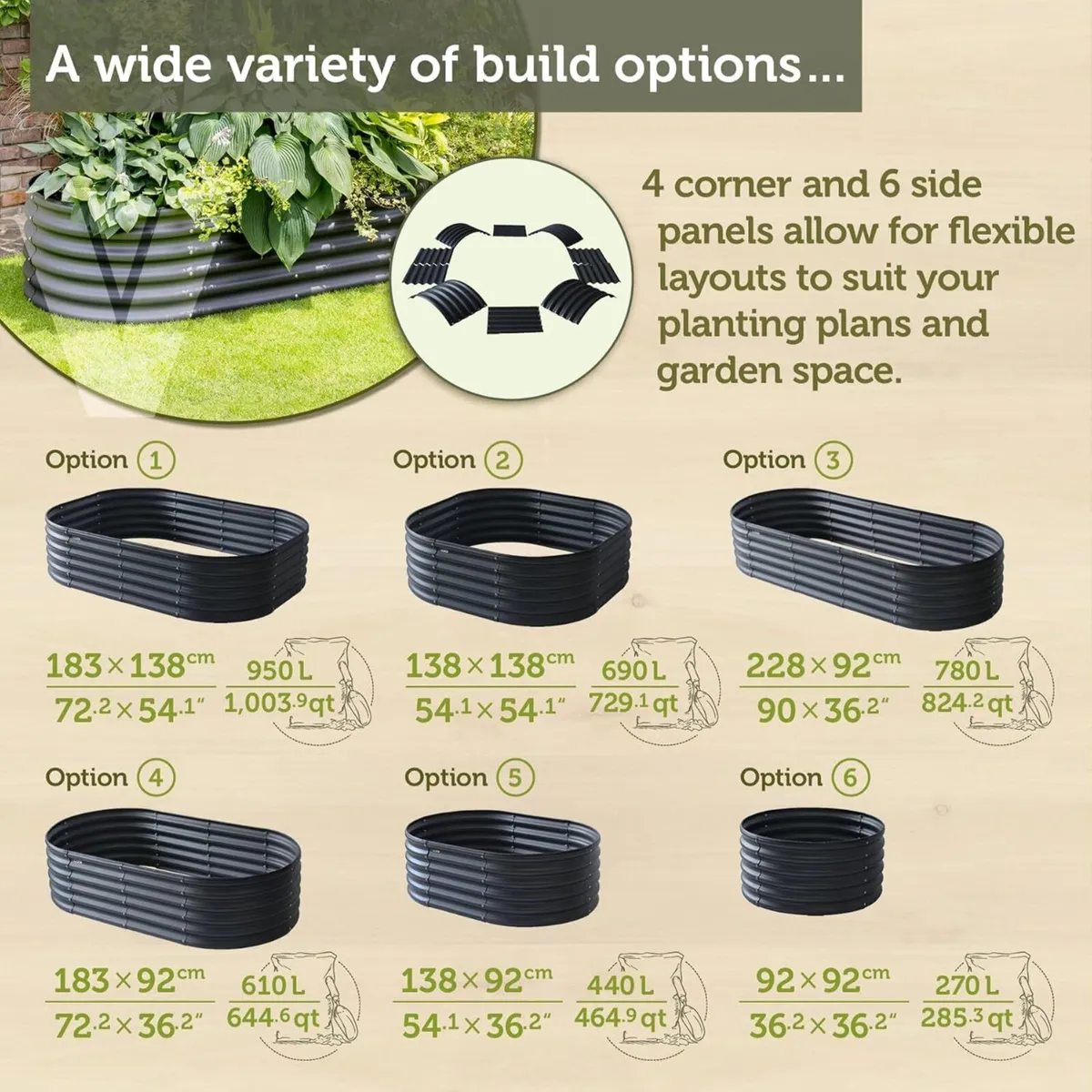 VegTub Modular Metal Raised Bed Kit - Charcoal - Image 4