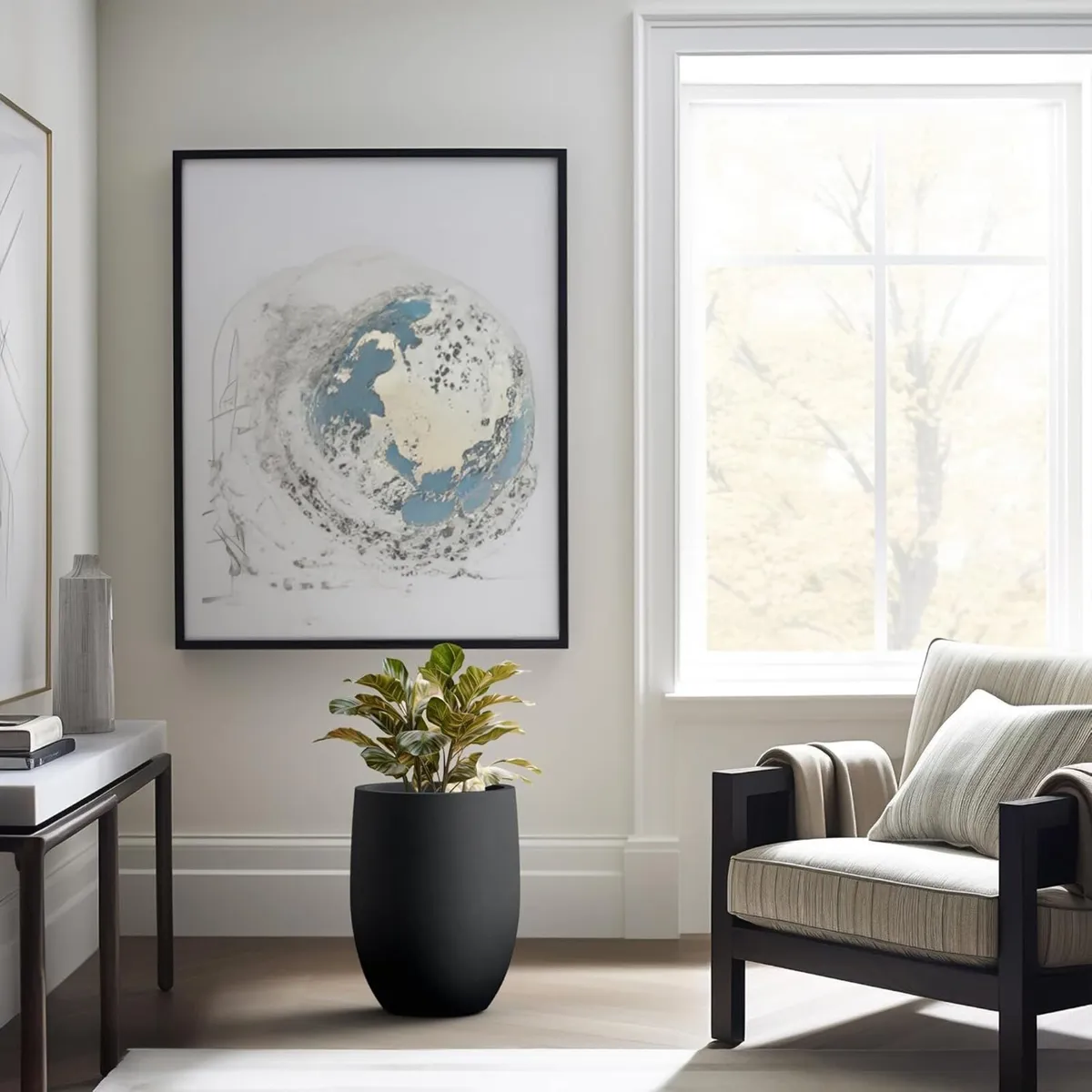 Planter Concrete Black 16.5 Inch Tall - Image 2