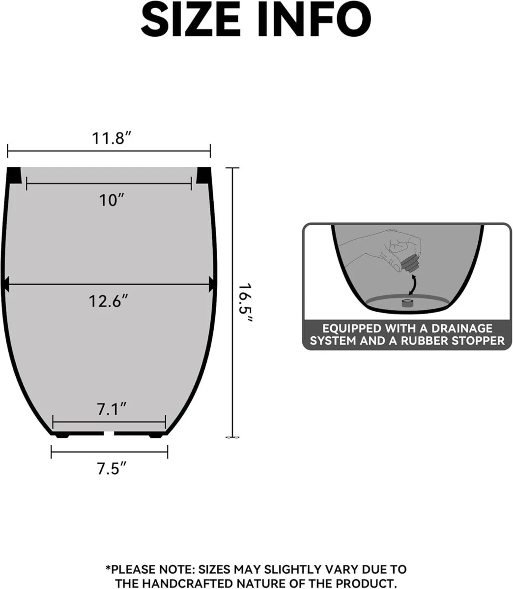 Planter Concrete Black 16.5 Inch Tall - Image 3