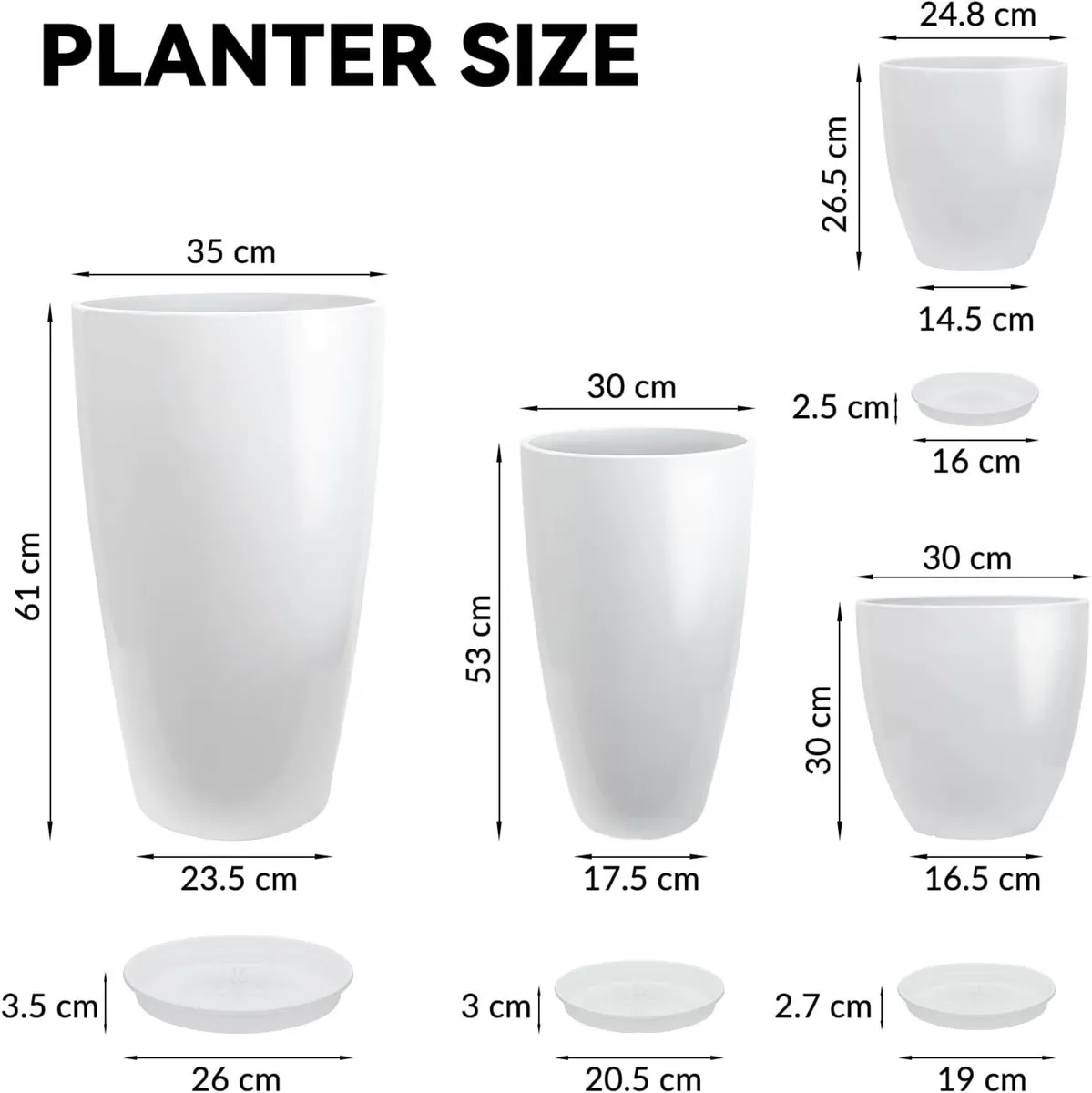 Plant Pots 25/30/35.5/30cm Diameter 26/30/53/61 - Image 3